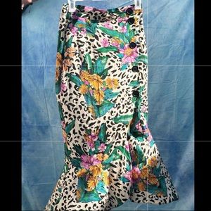 Leopard, Flower Midi Skirt